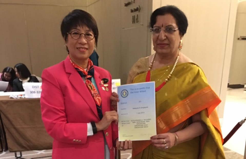 18 March 2017:  Receiving District 331 Charter Certificate from IIW Vice-President Dr (Mrs) Kapila Gupta 