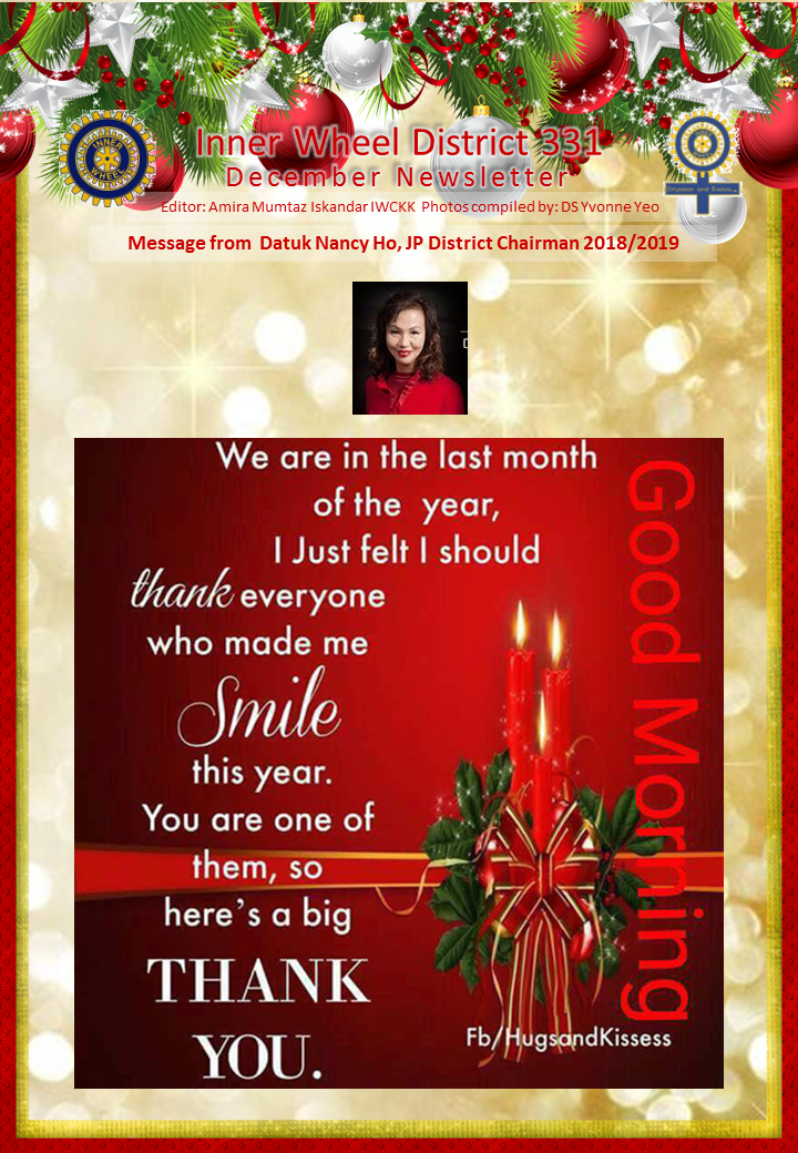 District Chairman Nancy Ho's December 2018 Message