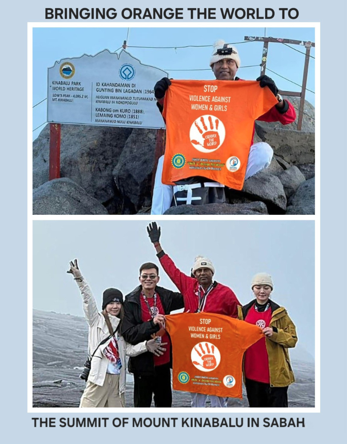 Three people are holding up orange shirts with a hand on them.

AI generated content